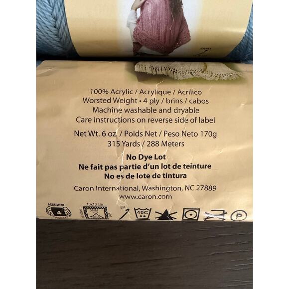 Caron Simply Soft Yarn Lot – 6 Skeins (3 Blue, 3 Beige) 6oz 315yds NEW - Picture 2 of 5